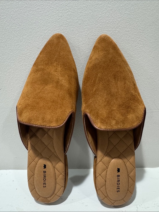 Birdies Shoes - Birdies Cognac Suede Pointed Slip-On Mules
